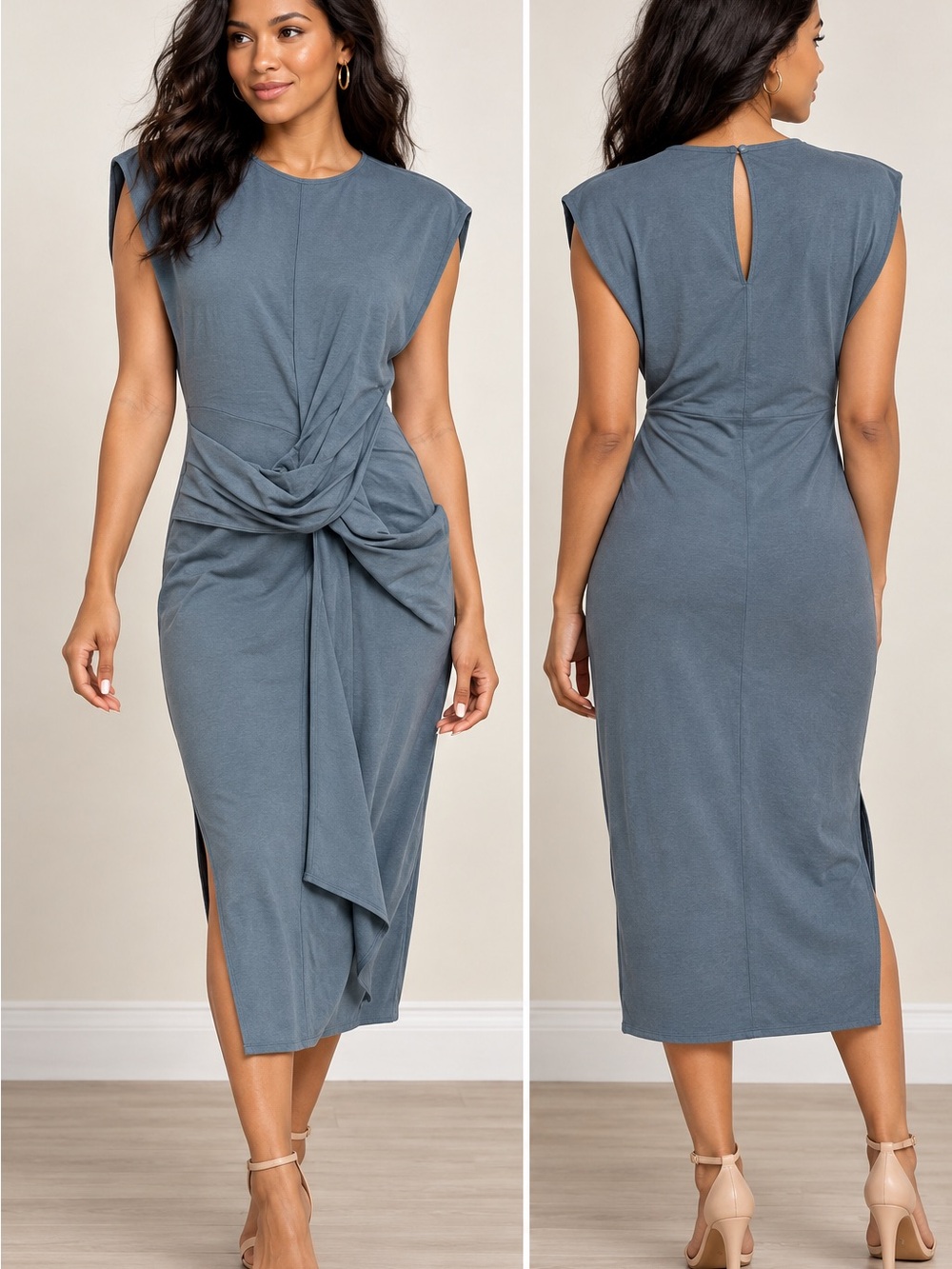 Zara Draped Midi Dress – Preowned, Great Condition
